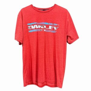 Oakley T Shirt‎ Mens Red Distressed Logo Graphic Short Sleeve Tee Size Medium